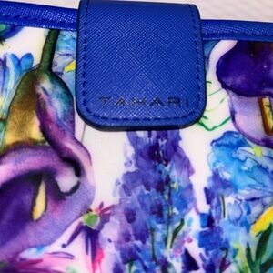 Tahari Blue Trim Floral Wallet